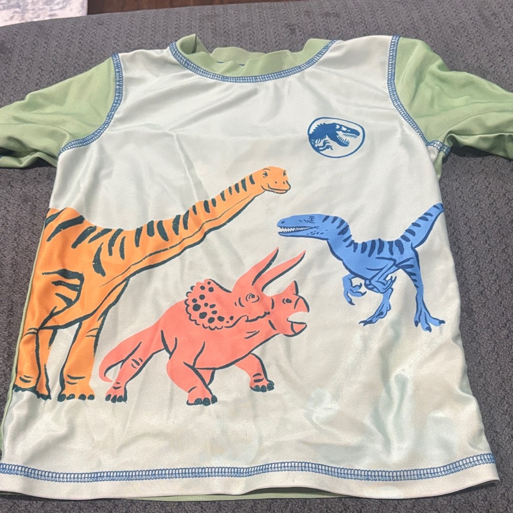 🟢10/$10 - Kids' Light Green Dino Print Rash Guard Top